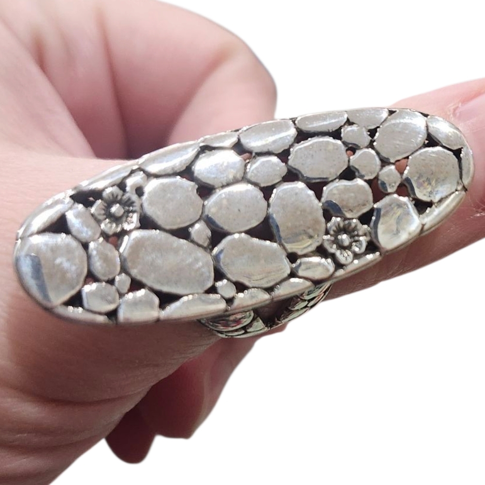 NWT JTV Sterling Silver Floral Pebble Still Life Ring Size 8
